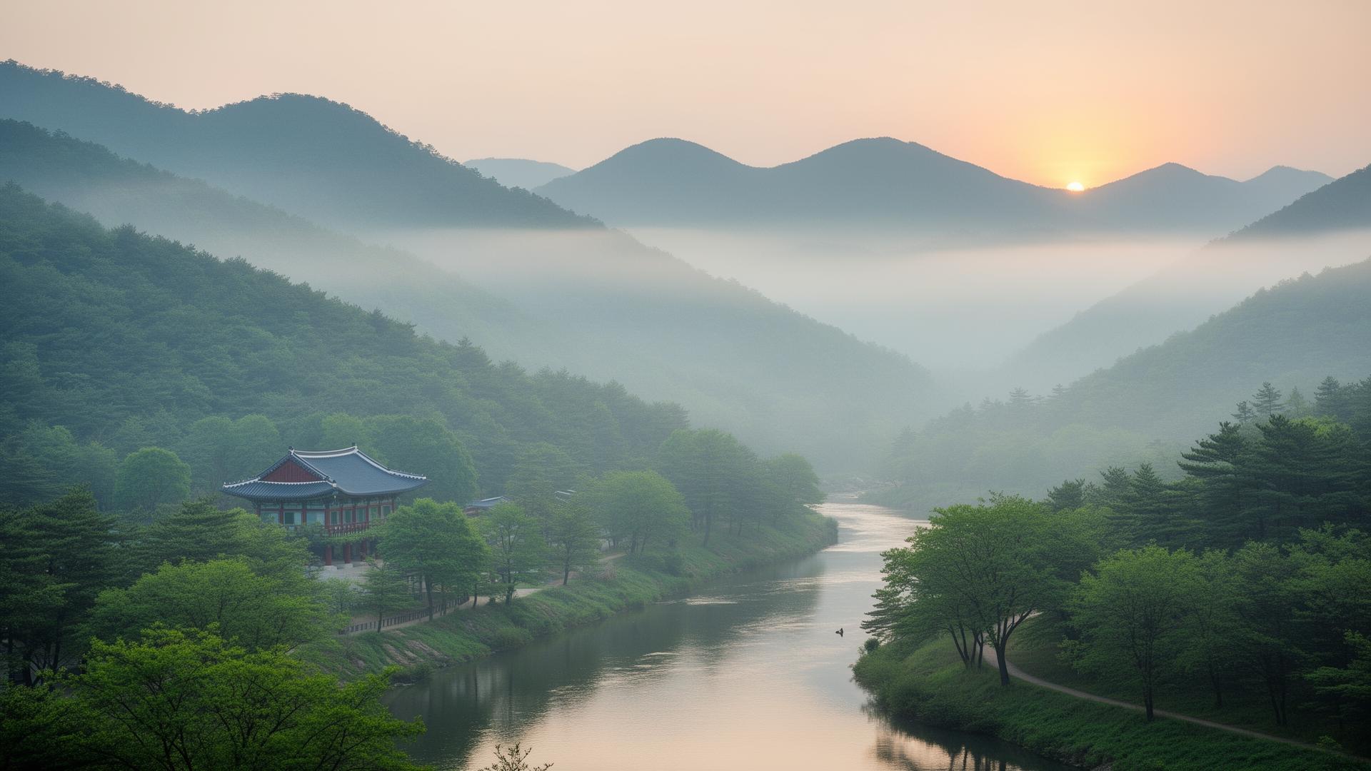 마곡사 산자락 항공뷰